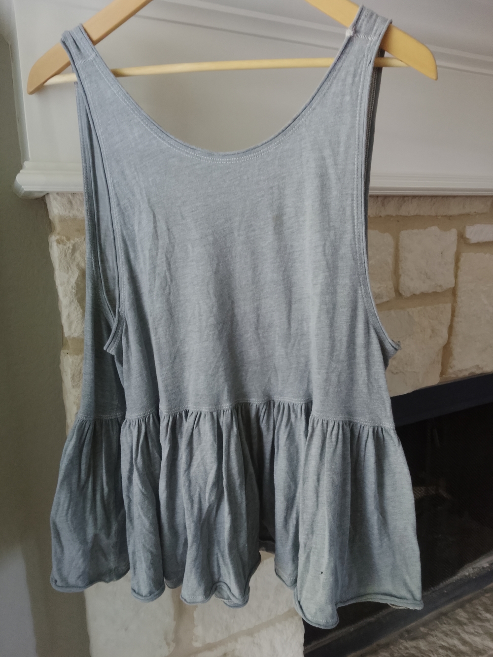 We The Free Heather Gray Over-sized Ruffle-Hem Tank